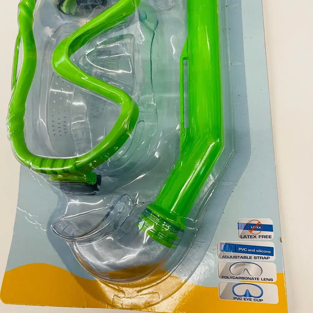 Youth-Adult Swimming Combo Set 3 Piece‎ Goggles Snorkel Mask Color Green